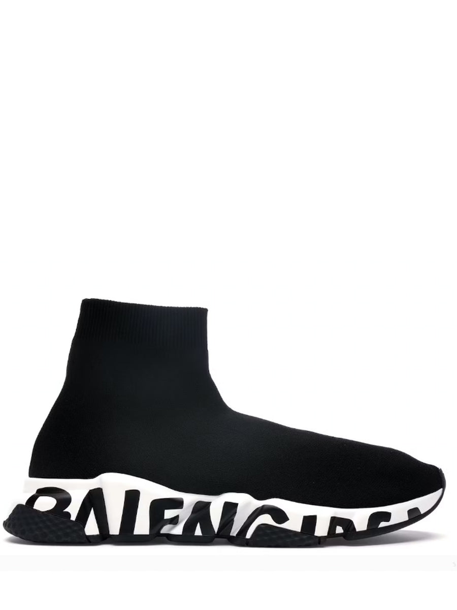 Balenciaga Speed Graffiti Trainers Black White UnicGo